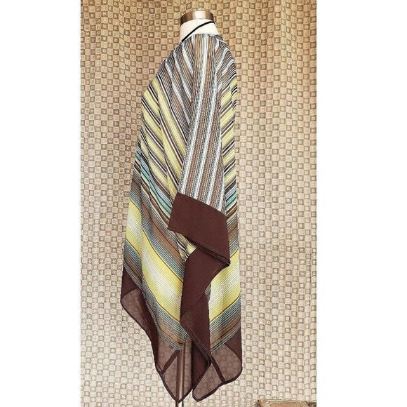 Women's Boho Blouse Asymmetrical Striped Shawl Kimono Size 6 NWOT - Picture 3 of 6